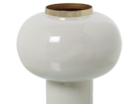 Vase Alexandra House Living White Golden Metal 18 x 18 x 19 cm For Discount