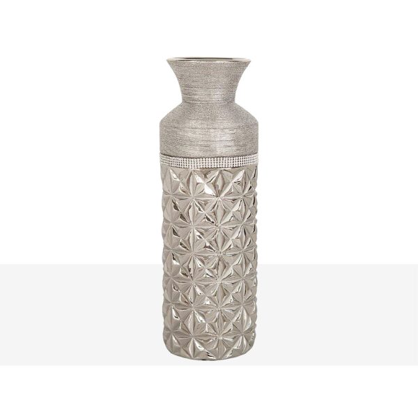 Vase Romimex Silver Ceramic 13 x 40 x 13 cm Hot on Sale