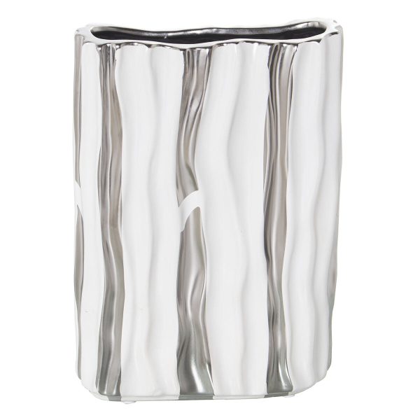 Vase Alexandra House Living White Silver Ceramic 19 x 8 x 25 cm Discount