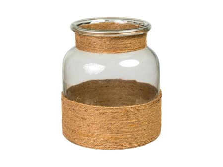 Vase Romimex Brown Transparent Jute Glass 19 x 23 x 19 cm on Sale