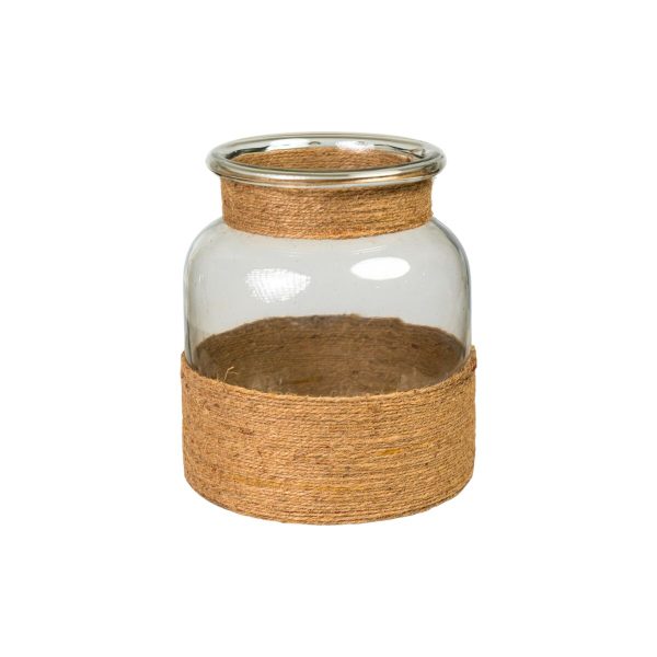 Vase Romimex Brown Transparent Jute Glass 19 x 23 x 19 cm on Sale