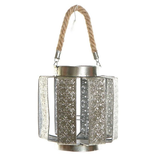 Candle Holder DKD Home Decor 21 x 21 x 23 cm Silver Metal Rope Arab Online Hot Sale