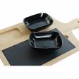 Appetizer Set DKD Home Decor Black Natural Bamboo Plastic Stoneware Board Cottage 33 x 19,7 x 3,5 cm (4 pcs) Cheap