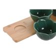 Appetizer Set Home ESPRIT Green Dark green Bamboo Porcelain Tropical 4 Pieces 32 x 10 x 7 cm (2 Units) Online Sale