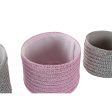 Basket set DKD Home Decor Grey Pink polypropylene 27 x 27 x 17 cm Sale