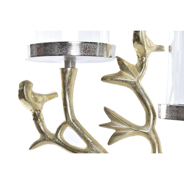 Candle Holder DKD Home Decor Crystal Golden Aluminium Birds (29 x 15 x 48 cm) Online now