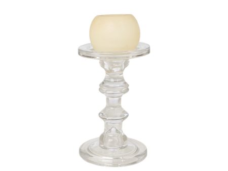 Candleholder Romimex Transparent Glass 13 x 27 x 13 cm Sale