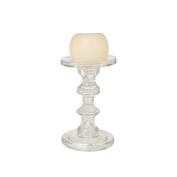 Candleholder Romimex Transparent Glass 13 x 27 x 13 cm Sale