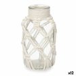 Vase White Cloth Glass 9 x 17 x 9 cm (12 Units) Macrame Online Hot Sale