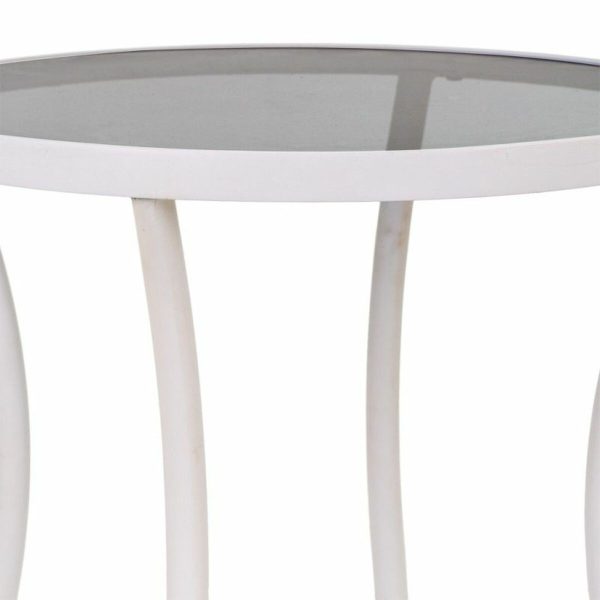 Centre Table Alexandra House Living White Glass Iron 50 x 60 x 50 cm Online Hot Sale