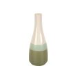 Vase Romimex Green Cream Ceramic 11 x 30 x 11 cm Hot on Sale