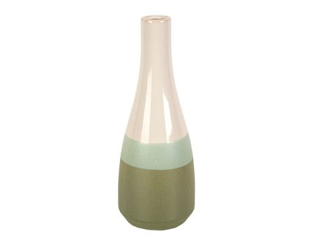 Vase Romimex Green Cream Ceramic 11 x 30 x 11 cm Hot on Sale