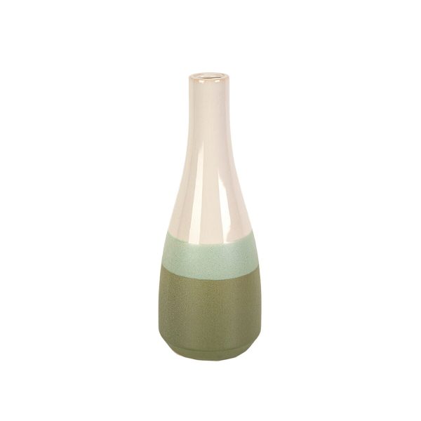 Vase Romimex Green Cream Ceramic 11 x 30 x 11 cm Hot on Sale