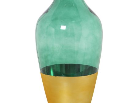 Vase Alexandra House Living Green Golden Crystal 17 x 17 x 32 cm Cheap