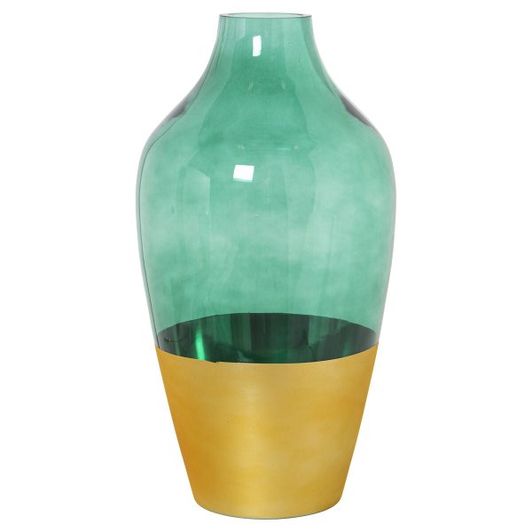 Vase Alexandra House Living Green Golden Crystal 17 x 17 x 32 cm Cheap