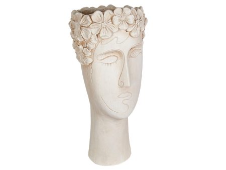 Planter Romimex Grey Resin Flowers Bust 22 x 49 x 21 cm Online