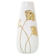 Vase Alexandra House Living White Golden Ceramic Flowers 16 x 17 x 33 cm For Discount