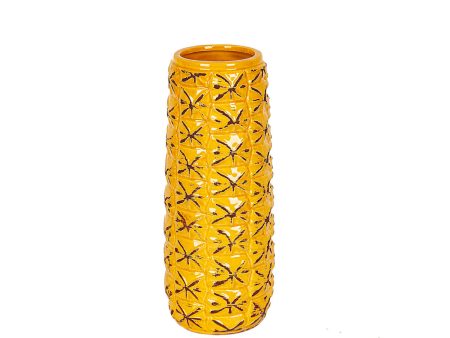 Vase Romimex Yellow Ceramic 10 x 26 x 10 cm Discount