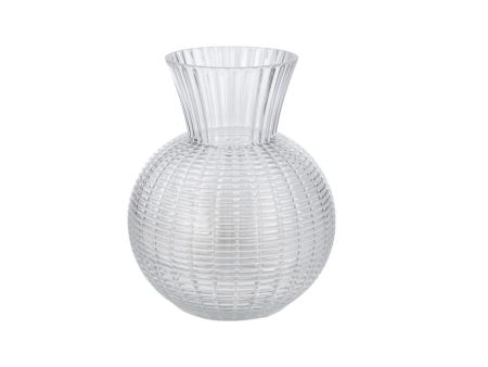 Vase Romimex Transparent Glass Stripes 16 x 20 x 16 cm Hot on Sale