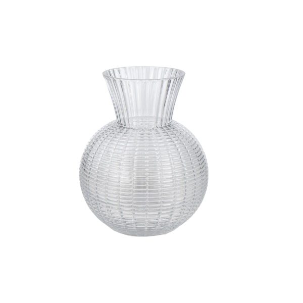 Vase Romimex Transparent Glass Stripes 16 x 20 x 16 cm Hot on Sale