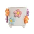 Planter Home ESPRIT White Multicolour Dolomite Flowers 17 x 17 x 14,5 cm Sale