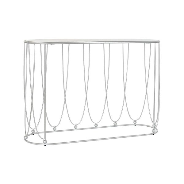 Console DKD Home Decor Silver Metal White Marble 115 x 35 x 78 cm For Discount