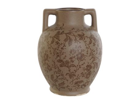 Vase Home ESPRIT Brown Green Stoneware Leaf of a plant 17 x 17 x 22 cm For Sale