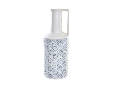 Vase DKD Home Decor Blue White Porcelain Mediterranean 14 x 14 x 30 cm Online Sale