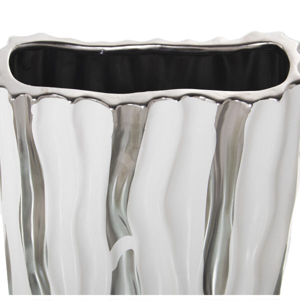 Vase Alexandra House Living White Silver Ceramic 19 x 8 x 25 cm Discount