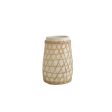 Vase Romimex White Ceramic Rattan 20 x 30 x 20 cm For Discount