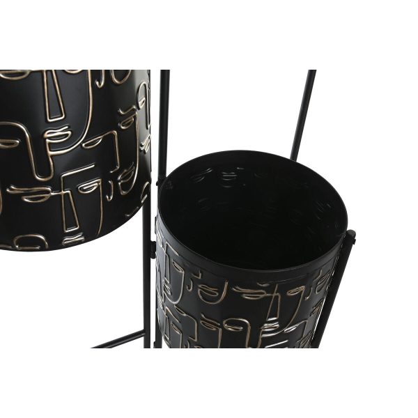 Planter DKD Home Decor Black Golden Metal Face 22 x 22 x 93 cm Online now