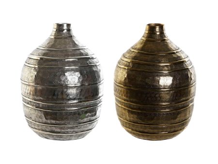 Vase DKD Home Decor 20 x 20 x 28,5 cm Silver Golden Aluminium Modern (2 Units) Sale