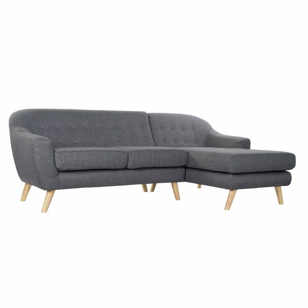 3-Seater Sofa DKD Home Decor 8424001799442 Grey Multicolour Natural Wood Rubber wood Scandi 230 x 144 x 84 cm Discount