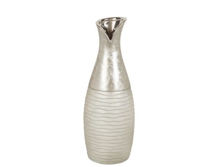 Vase Romimex Silver Ceramic 13 x 34 x 13 cm Cheap