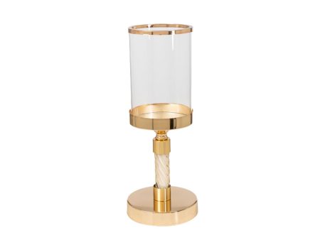 Candleholder Romimex Golden Metal Glass 12 x 36 x 12 cm For Discount