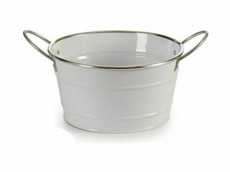 Planter Bucket White Silver Zinc 27,5 x 10,5 x 20 cm (24 Units) Sale