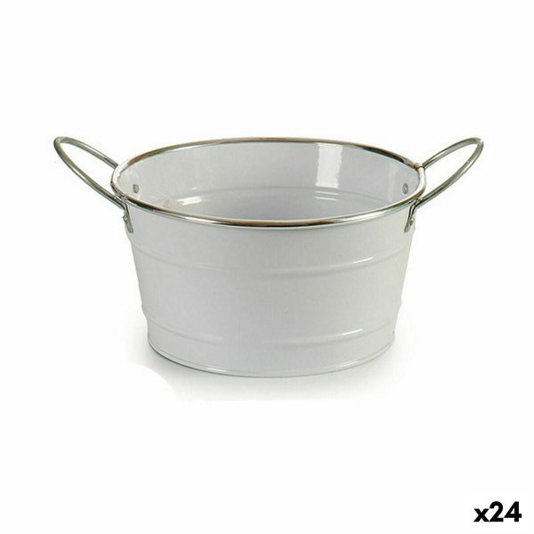 Planter Bucket White Silver Zinc 27,5 x 10,5 x 20 cm (24 Units) Sale