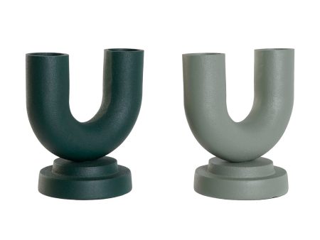 Vase Home ESPRIT Green Aluminium 18 x 13 x 19 cm (2 Units) For Sale