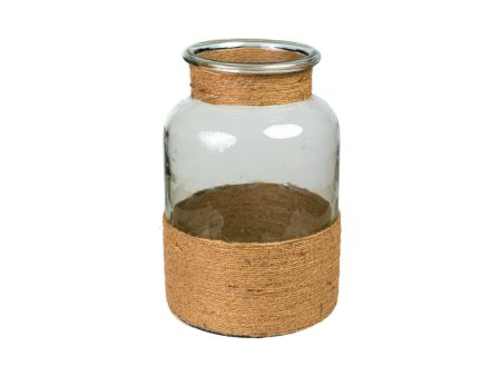 Vase Romimex Brown Transparent Jute Glass 20 x 31 x 20 cm Online