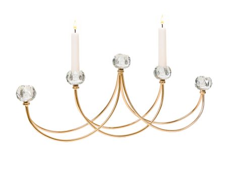 Candle Holder Romimex Golden Metal Glass 52 x 8 x 22 cm Fashion