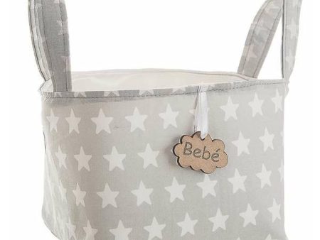 Basket Grey Stars With handles 17 x 13,5 x 20 cm Hot on Sale