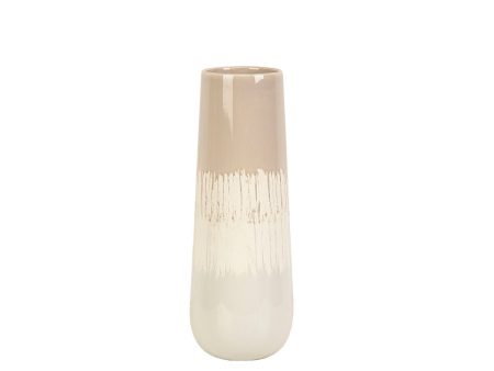 Vase Romimex Beige Grey Ceramic 14 x 34 x 14 cm Hot on Sale