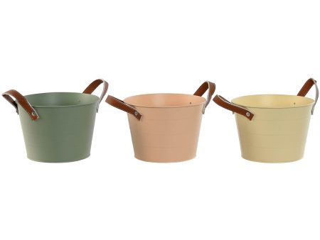 Planter Home ESPRIT Yellow Green Light Pink Polyurethane Metal 20 x 20 x 14 cm (3 Units) Online now