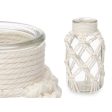 Vase White Cloth Glass 9 x 17 x 9 cm (12 Units) Macrame Online Hot Sale