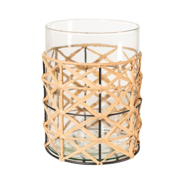 Candleholder Romimex Brown Transparent Jute Glass 16 x 21 x 16 cm on Sale