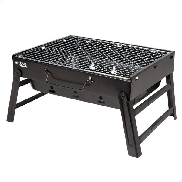 Barbecue Portable Aktive Rectangular Black Steel 40 x 20 x 28 cm Supply