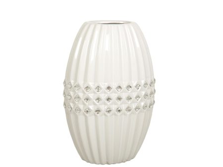 Vase Romimex White Silver Ceramic 19 x 29 x 13 cm on Sale