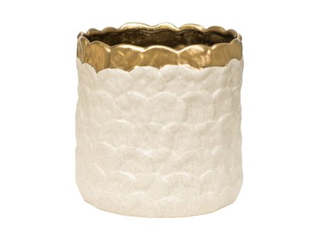 Planter Romimex White Golden Porcelain 19 x 18 x 19 cm Online Hot Sale