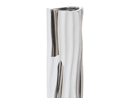 Vase Alexandra House Living White Silver Ceramic 11 x 11 x 29 cm Supply