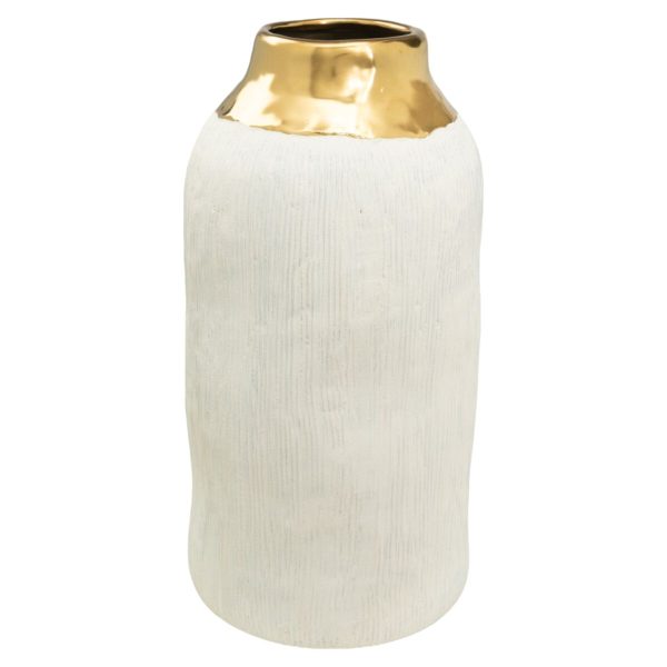 Vase Romimex White Golden Porcelain 17 x 31 x 17 cm Discount